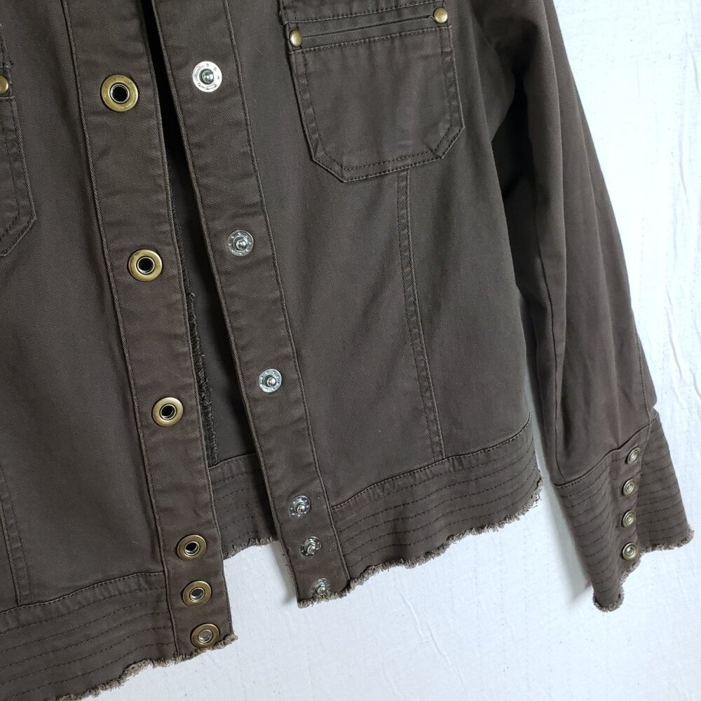 Vintage Y2K Adriana USA Army Style Jacket Military Utility Snap Buttons size L - Picture 6 of 14